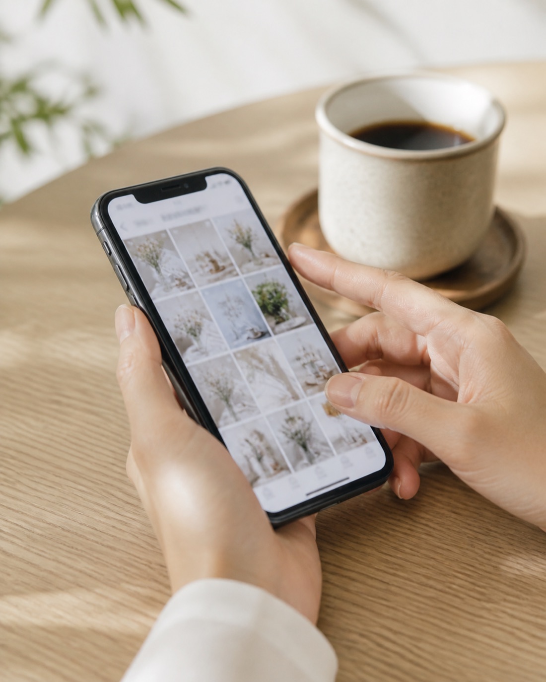 スマートフォンでInstagramのプロフィールを見ているところ